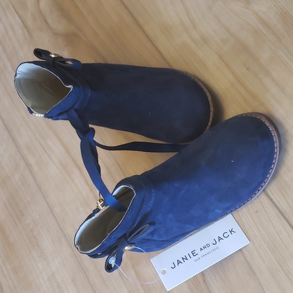Janie and Jack suede blue booties sz 10 - Picture 1 of 6